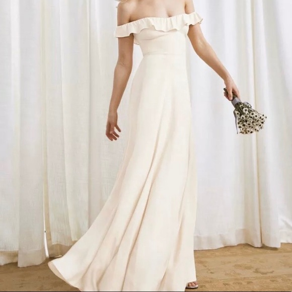 Reformation Verbena Dress Petite 0 Champagne *LIKE NEW* - Picture 5 of 6